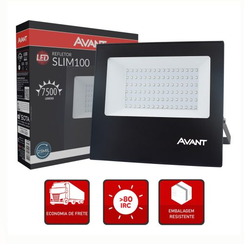 Refletor 100W Avant Branco Frio 6500K LED Slim 100 IP65 Bivolt - Imagem 6