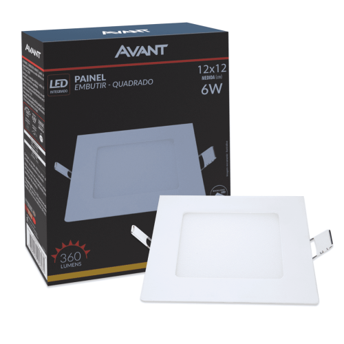 Painel Led Embutir 6W Quadrado 3000K
