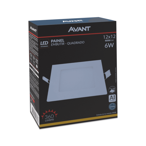 Painel Led Embutir 6W Quadrado 3000K - Imagem 2