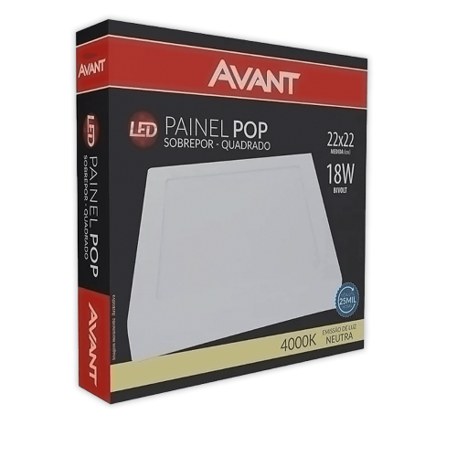 Painel Led Embutir 4000K 18W Quadrado Bivolt Avant - Imagem 2