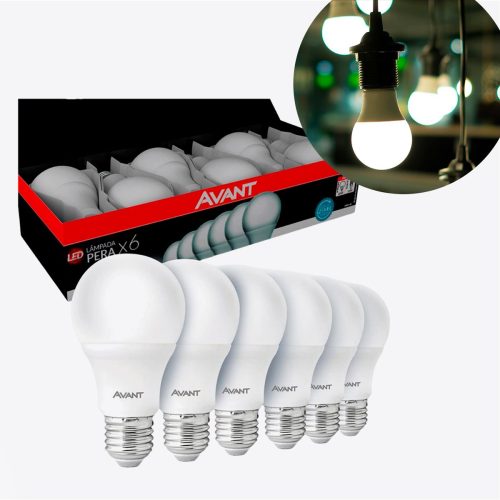 Kit com 6 Lâmpadas LED Pera 9W 6500  Branco Frio E27 Bivolt Avant