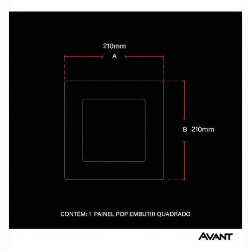 Painel LED Pop Embutir Quadrado 18W 6500K Bivolt 21x21 Avant Branco - Imagem 6