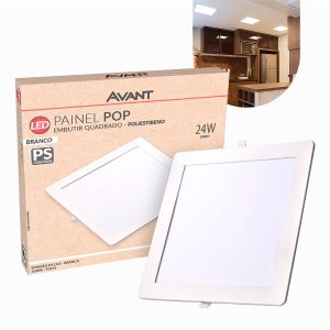 Painel LED Pop Embutir Quadrado 24W 6500K Bivolt 28x28 Avant Branco