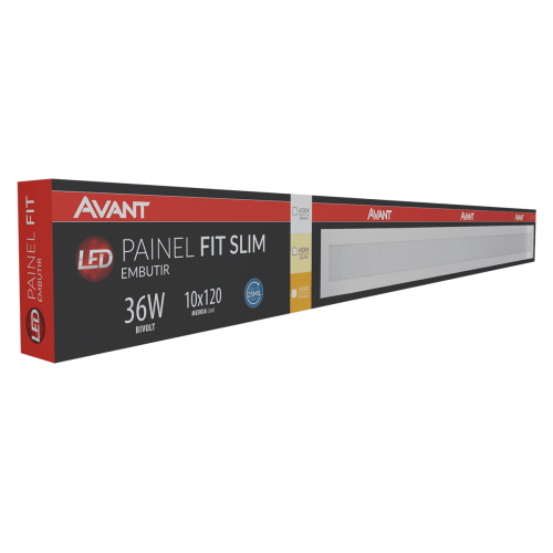 Painel Led Fit Embutir 100X1200Mm Bivolt 36W 3000K Avant