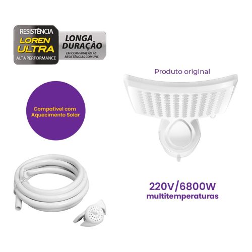 Chuveiro Ducha Loren Shower Multitemperaturas 6800W 220V Lorenzetti - Imagem 2