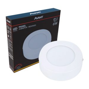 Painel Led Sobrepor 6W Redondo 3000K Branco Quente Avant