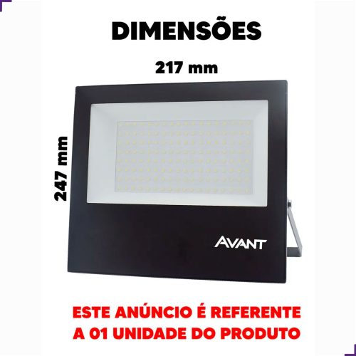 Refletor LED 150W Avant Branco Frio 6500K 12000LM IP65 Bivolt - Imagem 6