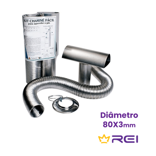 Kit Chaminé Fácil para Aquecedor a Gás Diâmetro 80X370mm - Imagem 2
