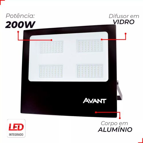 Refletor Led 200W Avant Slim200 Branco Frio 6500K Bivolt IP65 - Imagem 3