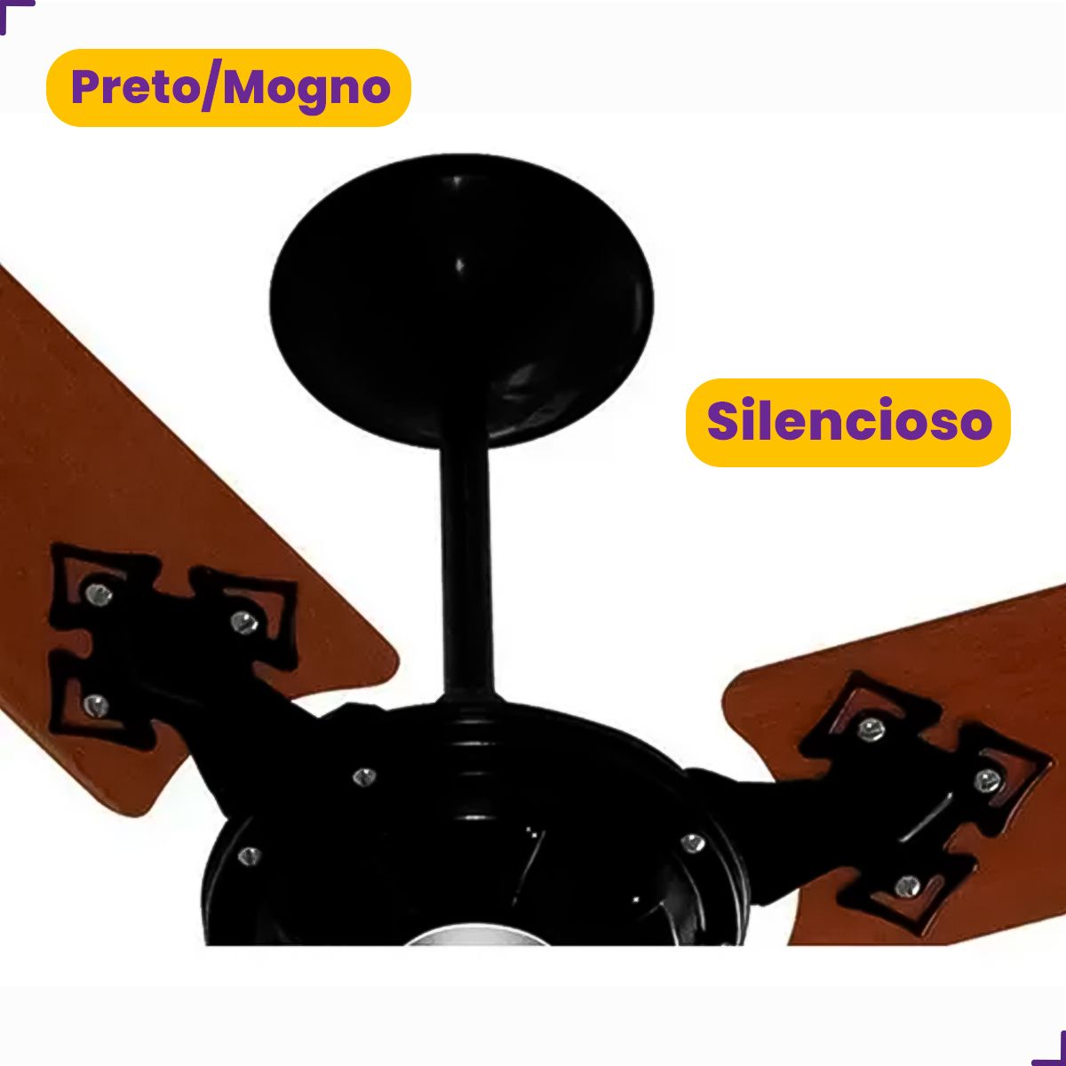 Ventilador De Teto New Delta Light Preto/Mogno 130W 3 Pás Venti-Delta 127V - Imagem 3