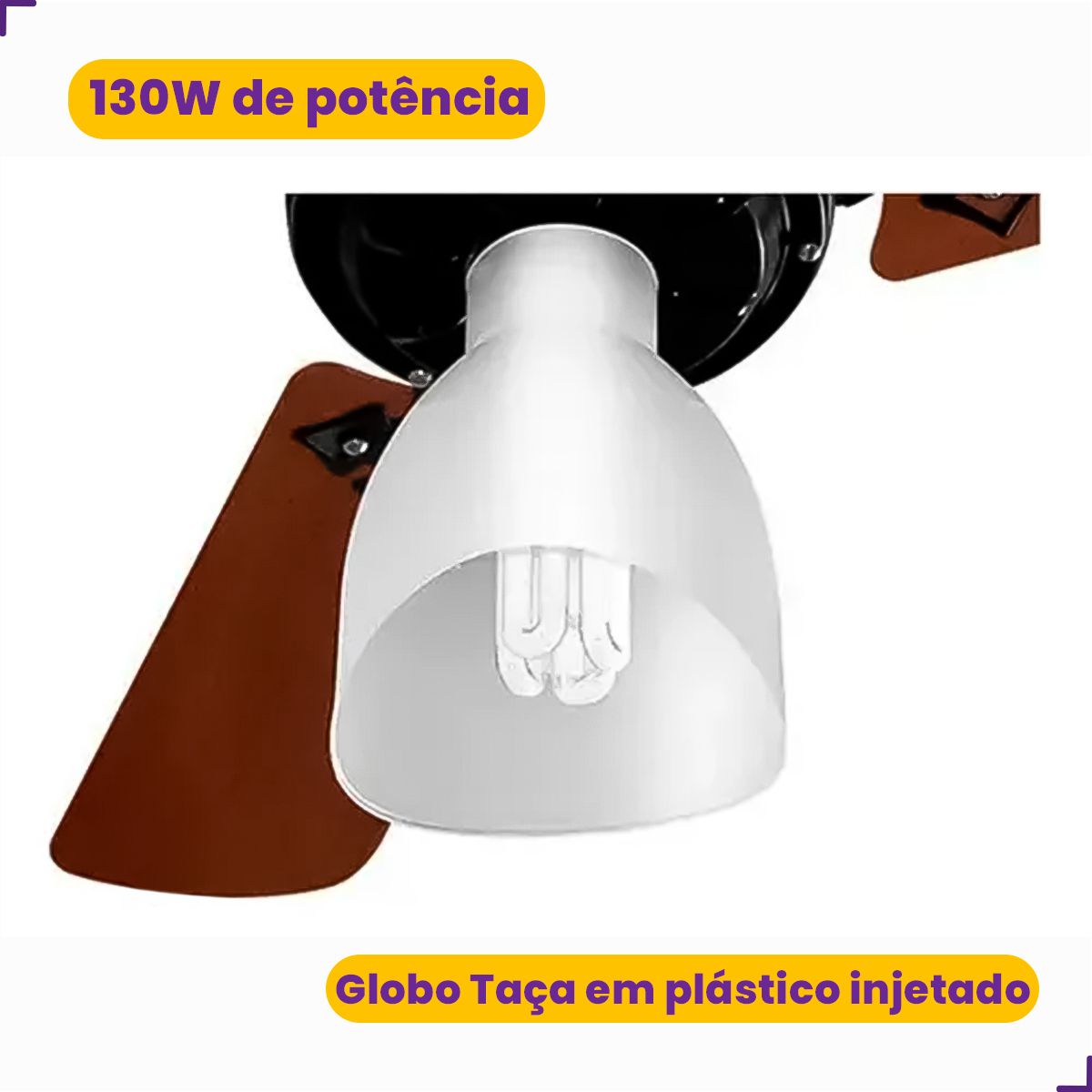 Ventilador De Teto New Delta Light Preto/Mogno 130W 3 Pás Venti-Delta 127V - Imagem 4