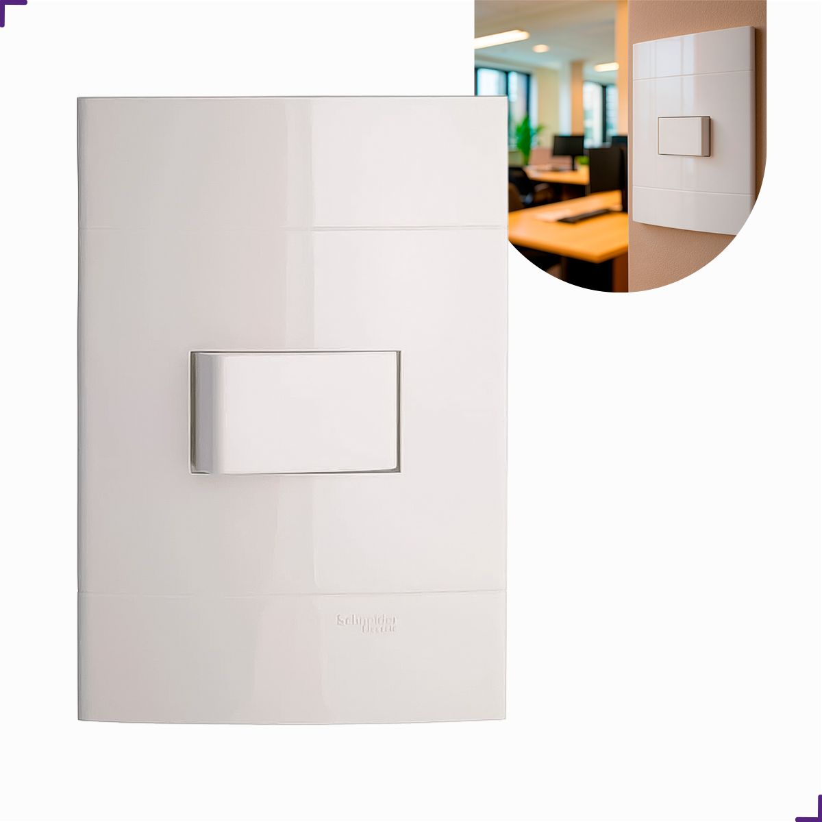 Conjunto Interruptor Simples 10A 250V 4x2 Branco Schneider PRM044011 Decor