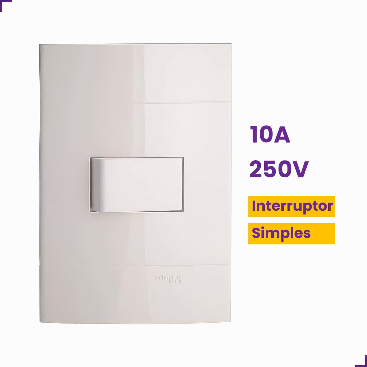 Conjunto Interruptor Simples 10A 250V 4x2 Branco Schneider PRM044011 Decor - Imagem 2