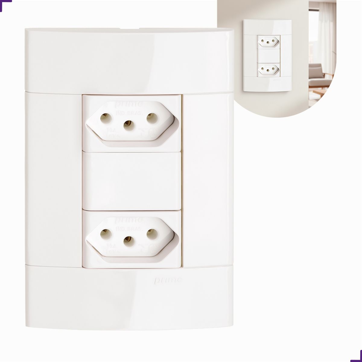 Conjunto Tomada Dupla 2P + T 10A 250V 4x2 Branco Schneider PRM04424721 Decor